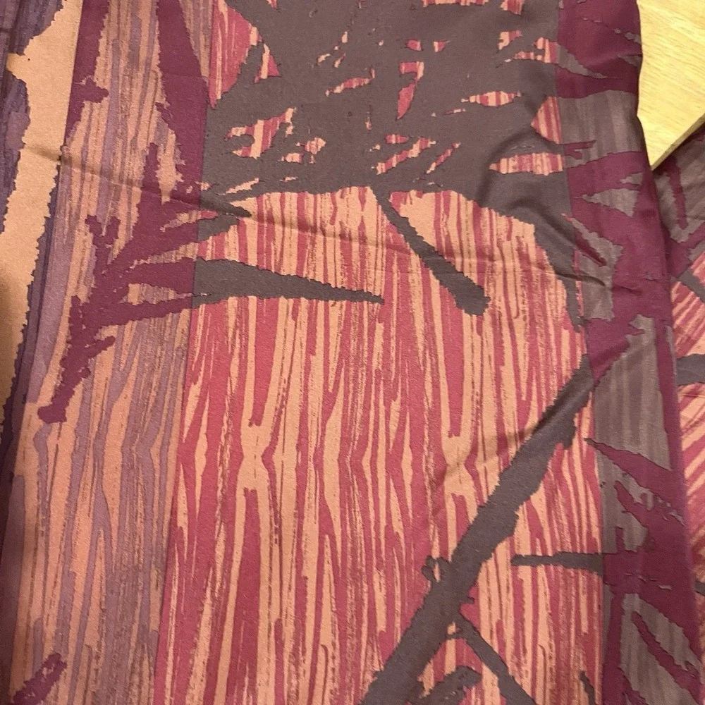 Vtg Pier 1 Bamboo Maroon Red Orange Satiny Curtain Panels 54x84